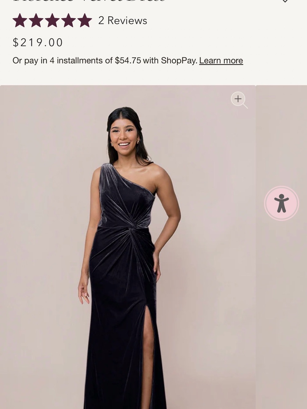 Revelry One-Shoulder Velvet Gown in Navy Blue